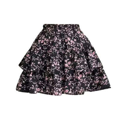 French Style Vintage And Little Fresh Cherry Floral A- Line Skirt