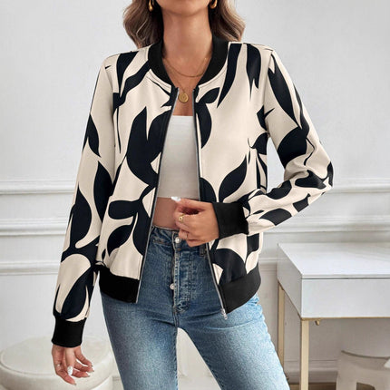 Printed Zipper Slimming Temperament Commute Casual Jacket