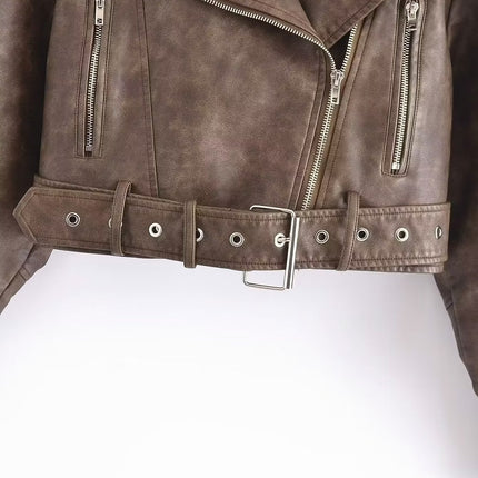 Women's Washable Gradient Leather Jacket