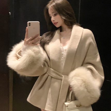 Fashion Plus Size French Elegant Woolen Overcoat