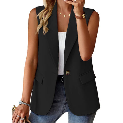 Autumn Sleeveless Solid Color Multicolor Cardigan Small Suit Jacket Ladies