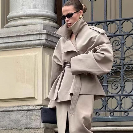 Loose Casual Long Sleeves Short Women's Windbreaker Coat