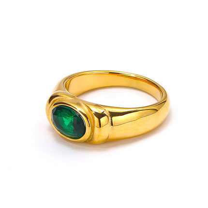 Retro Style Black Green Zircon Fashion Female Ring