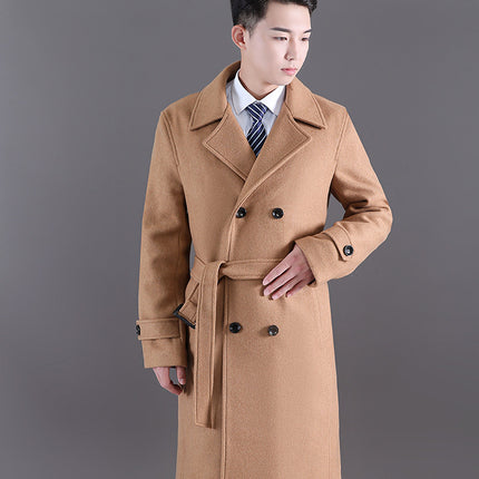 Men's Long Windbreaker Autumn And Winter New Woolen Double-breasted Fashion Slim