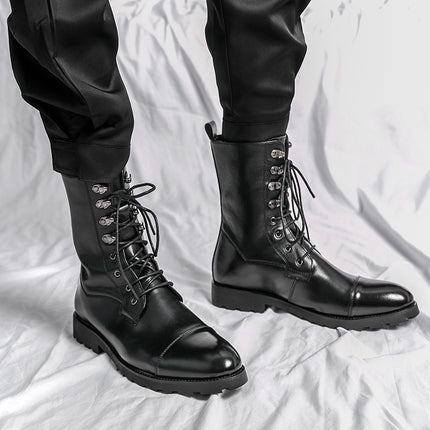 Fall Winter Lace-up Booties Black Locomotive Denim