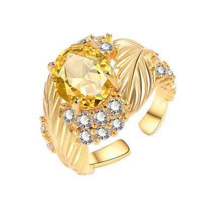 Twilight Yellow Gem Leaves Ring