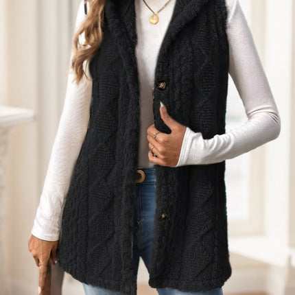 Women's Red Hooded Fleece Vest