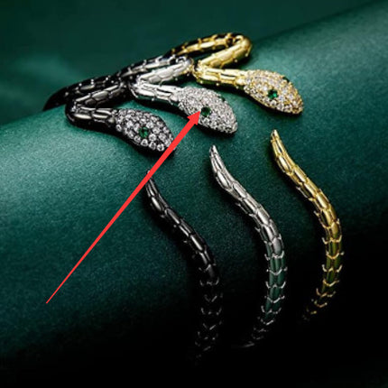 Snake-shaped Open-ended Bracelet White Gold Plated Zircon