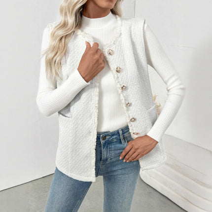 Solid Color High Class Elegant Elegant Cardigan Vest Coat For Women