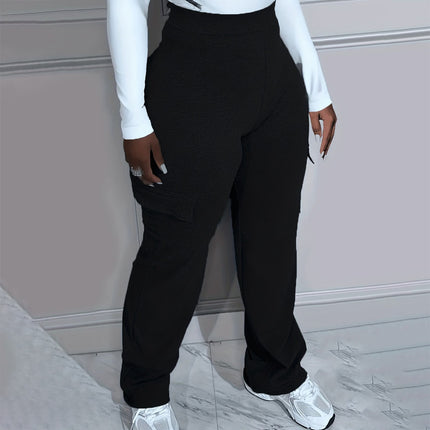 Large Size Autumn And Winter Solid Color Simple Workwear Knitted Women's Trousers