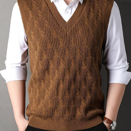 Woolen Vest Men's Twisted Loose Middle-aged Knitted Dad Vest Base Sleeveless Shirt Wholesale