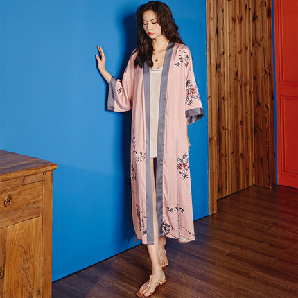 Spring And Autumn Long-sleeved Satin Ice Silk Chinese Style Ink Pajamas