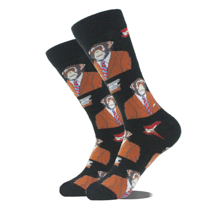 Men's Cartoon Animal Retro Oil Painting Mid-calf Socks