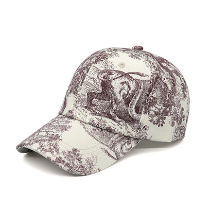 Printed Face Cover Sun-proof Peaked Cap