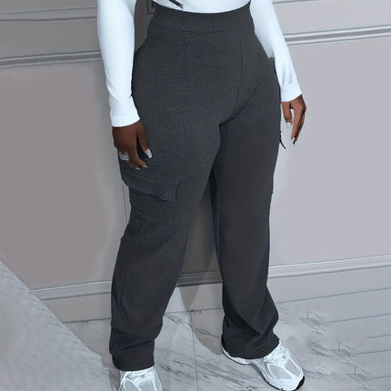 Large Size Autumn And Winter Solid Color Simple Workwear Knitted Women's Trousers