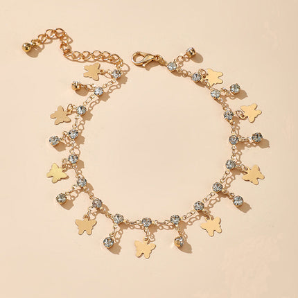 Creative Rhinestone Butterfly Tassel Anklet