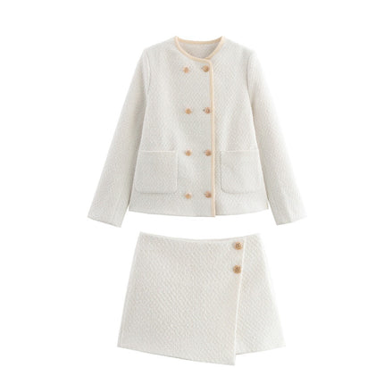 Women's Fashionable Temperamental All-match Double-breasted Coat Skirt