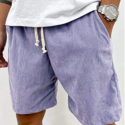 Men's Corduroy Shorts With Drawstring Fashion Casual Pockets Pants Summer