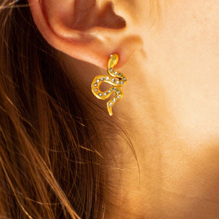 Rhinestone Snake Light Luxury High-grade Earrings Do Not Fade