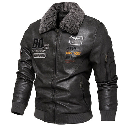 Foreign Trade New Men's Casual Fashion Leather Slim Fit Leather Jacket Coat