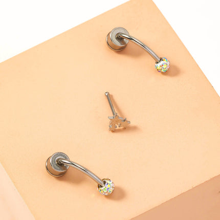 Stainless Steel Magnetic Star-shaped Nose Nails Without Perforated False Nose Clips