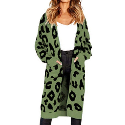 Color Leopard Print Polka Dot Loose Sweater Coat