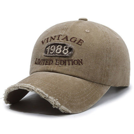 American Retro Soft Top Make Old Ripped Letter Embroidered Baseball Cap