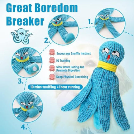 Squeaky Dog Toy,Octopus Sniffing Dog Toys, Plush Interactive Puzzle Dog Toys With Soft Fabric Crinkle For Large, Medium, Small Sized Dog, Relieve Stress, Encourage Natural Foragin,Best Dog Boredom Toy
