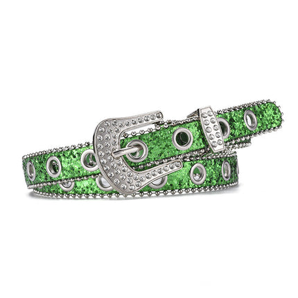 Women's Fashion Rhinestone Pin Buckle Decorative Personality Sequins Belt Ladies