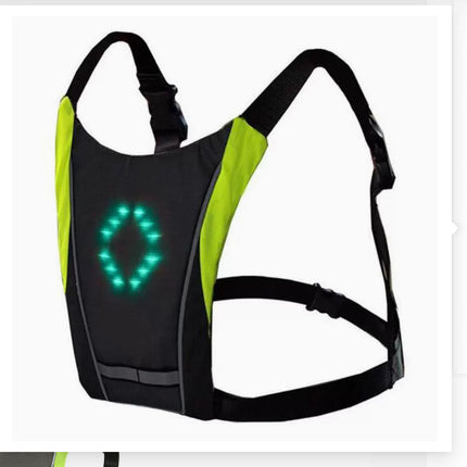 USB Rechargeable Reflective Vest Backpack with LED Turn Signal Light Remote Control Outdoor Sport Safety Bag Gear for Cycling