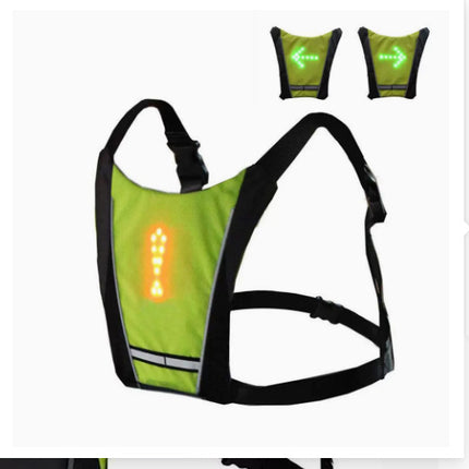 USB Rechargeable Reflective Vest Backpack with LED Turn Signal Light Remote Control Outdoor Sport Safety Bag Gear for Cycling