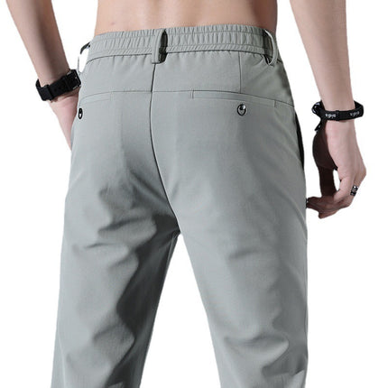 Summer Thin Ice Silk Men's Simple Smooth Stretch Casual Pants