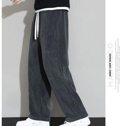 Winter Men's Casual Cashmere Pants Straight Wide-leg Pants