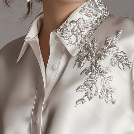 European And American Quality Embroidery Top Shirt Loose