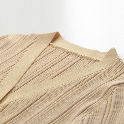 V-neck Single Breasted Bell Sleeve Slim Fit Dress