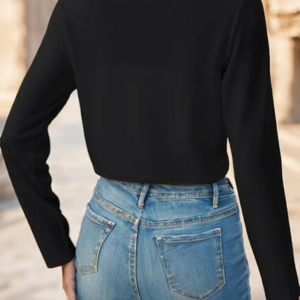 Solid Color Open Front Crop Jacket