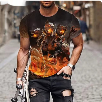 Fashion Personality Fierce Lion Printing 3d T-shirt Men