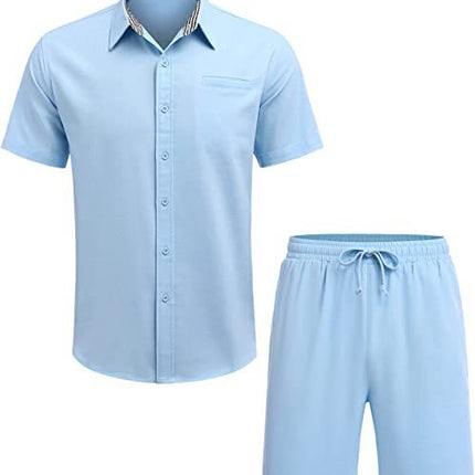 Men's Fashion Casual Shirt Shorts Suit