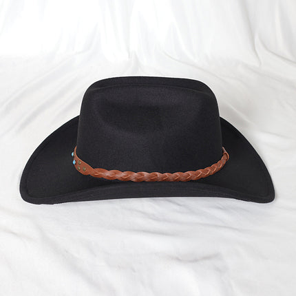 Wide Brim Western Denim Top Hat