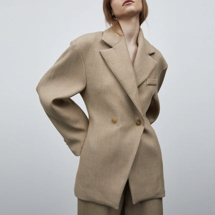 Autumn And Winter Women's Suit Advanced Static Luxury Elegant Lapel Baggy Coat