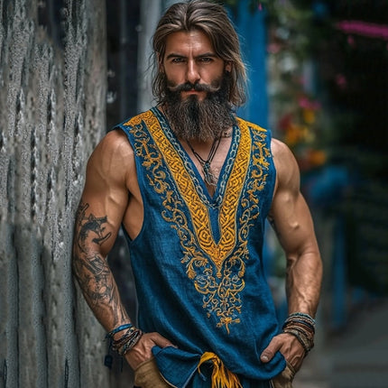 Loose-fitting Casual Round-neck 3D Ethnic Style Digital Printed T-shirt