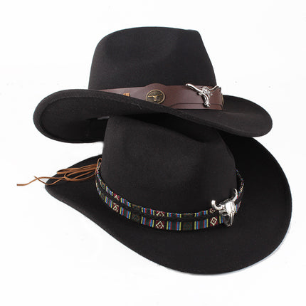 European And American Style Woolen Cowboy Hat Men's Lady Couple Ethnic Style Curling