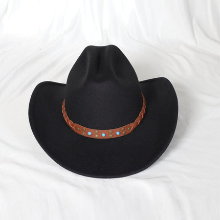 Wide Brim Western Denim Top Hat