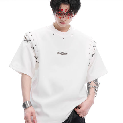 Niche Deconstruction Lace-up Cutout Short Sleeve