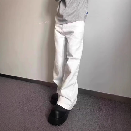 High-grade Loose Straight Wide Leg American High Street White Jeans Men