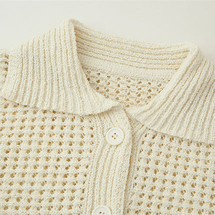 Plaid Lapel Knitted Coat Knitted High Waist