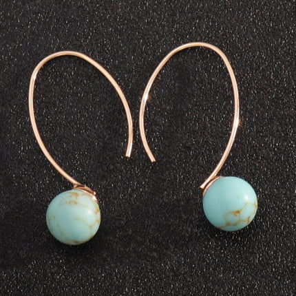 Decoration Design Development Copper Ear Hook Personality Simple Natural Stone Inlaid All-match Earrings