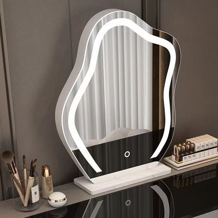 Large Makeup Mirror Cloud Shape Vanity Mirror 3 Colors LED Lights 220V