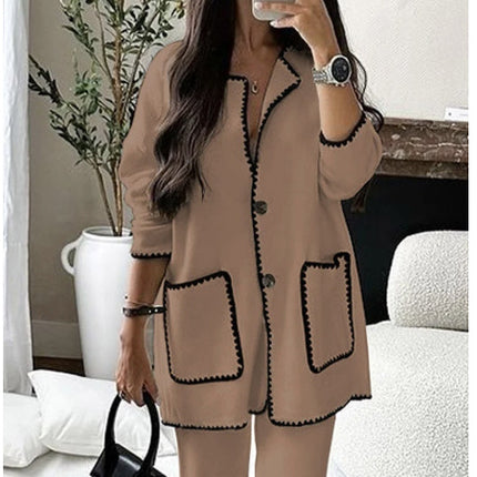 Women's Suit Fashion Casual Loose Solid Color Two-piece Set