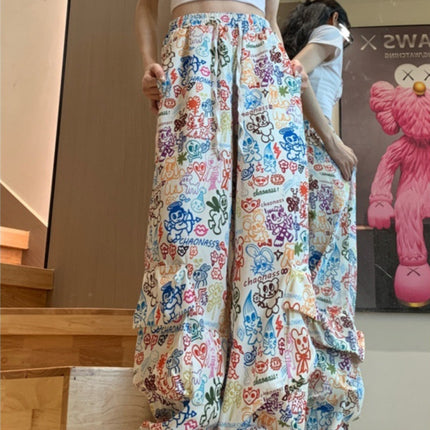 Women's Colorful Graffiti Printing Overalls